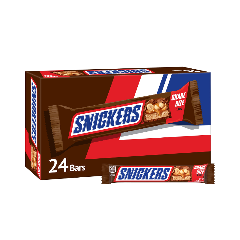 Snickers Sharing Size Chocolate Candy Bars 3.29-Ounce Bar 24-Count Box Snickers Sharing Size Chocolate Candy Bars 3.29-Ounce Bar 24-Count Box - Image 1
