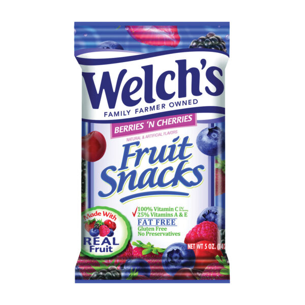 Welch's Fruit Snacks Mixed Berries And Cherries Flavor, 5 Ounce Package