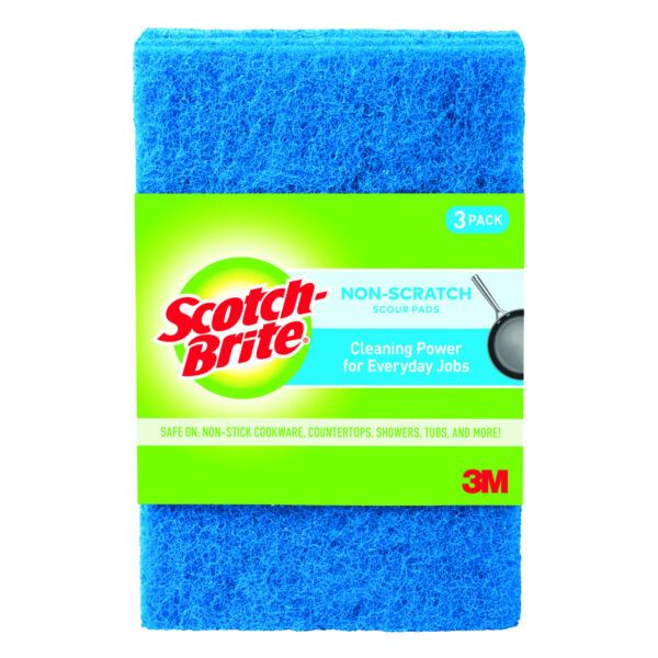 Scotch-Brite Non-Scratch Scour Pads, Size 3 X 6, Blue, 10/Carton