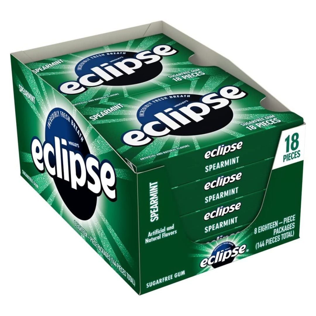 Eclipse Spearmint Sugar Free 18 Piece Gum - 8 Pack Box Eclipse Spearmint Sugar Free 18 Piece Gum - 8 Pack Box - Image 1