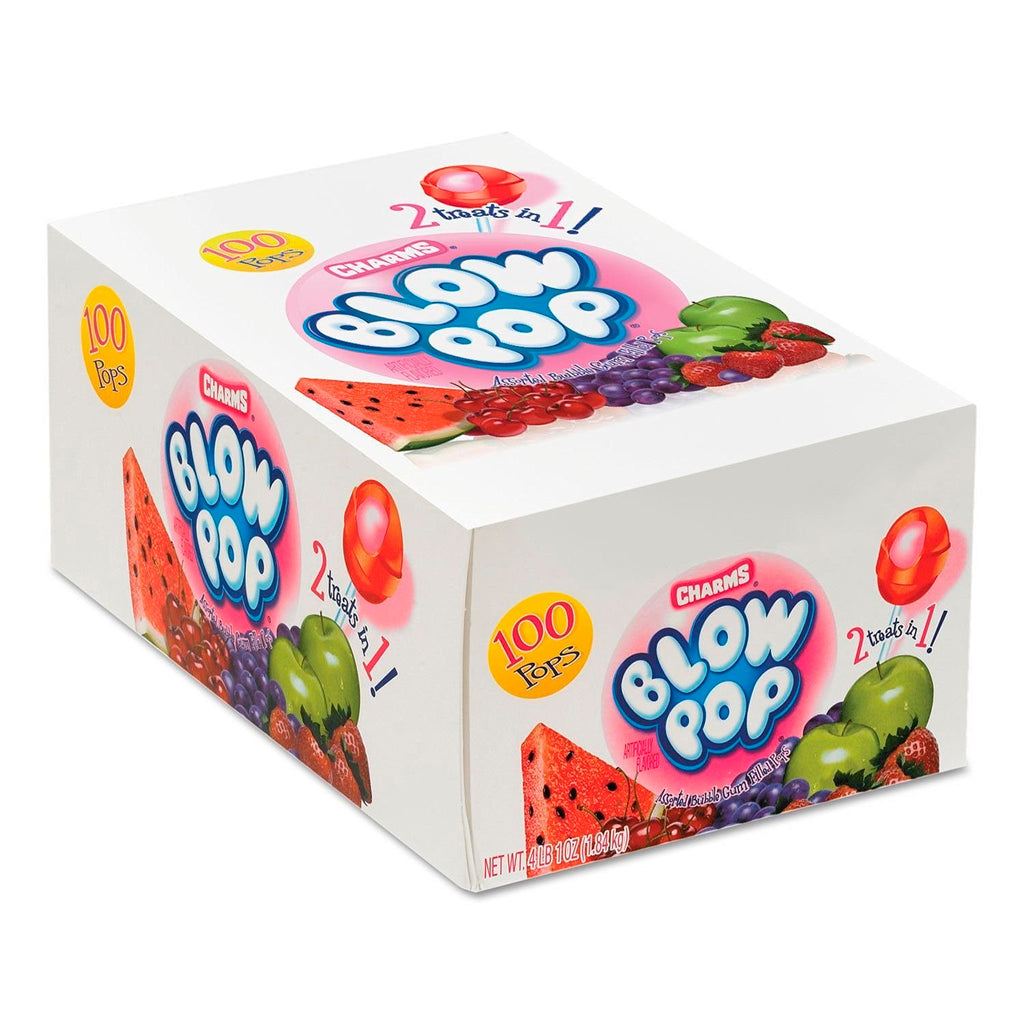 Charms Blow Pop Assorted Bubble Gum Filled Pops 100 Count Box 1.84kg Charms Blow Pop Assorted Bubble Gum Filled Pops 100 Count Box 1.84kg - Image 1