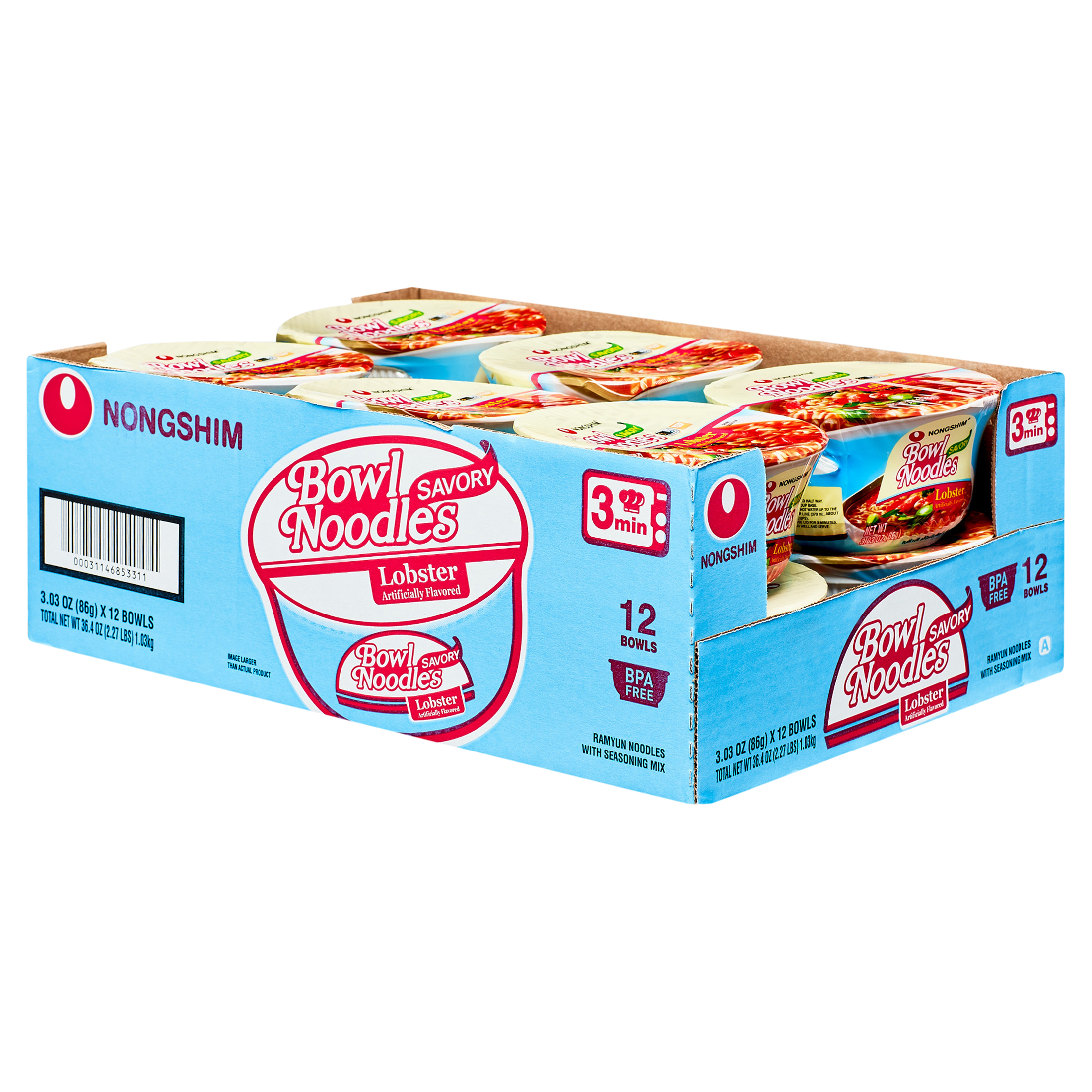 Nongshim Bowl Noodles, Lobster, Savory Nongshim Savory Bowl Noodle Lobster, 3.03 Oz - Image 1