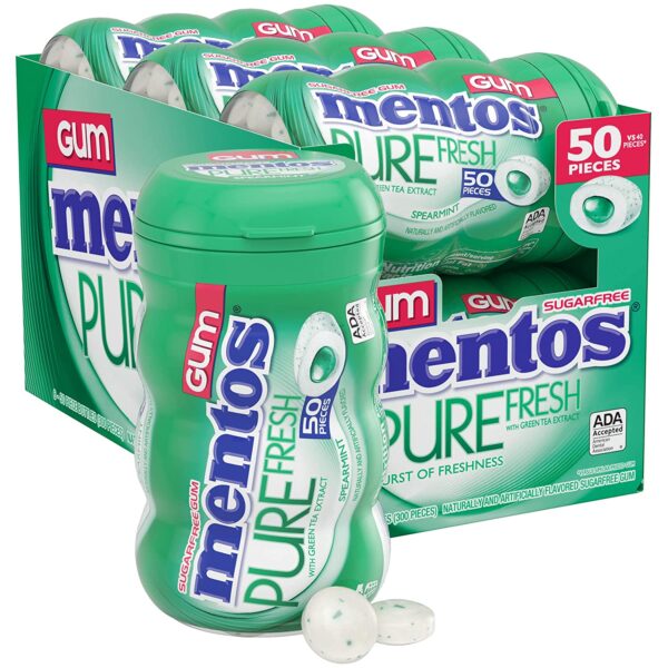 Mentos Gum Sugar Free, Pure Fresh Spearmint, 50 Piece